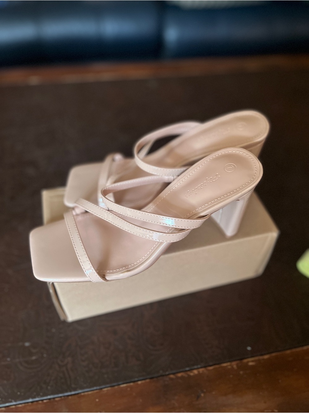 So Cute!! Nude Strappy Block Heel Sandals for Women *.  NEVER worn NEW in BOX